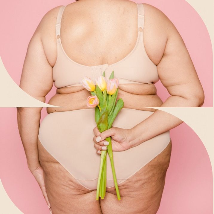 Decorative image — flowers held behind back